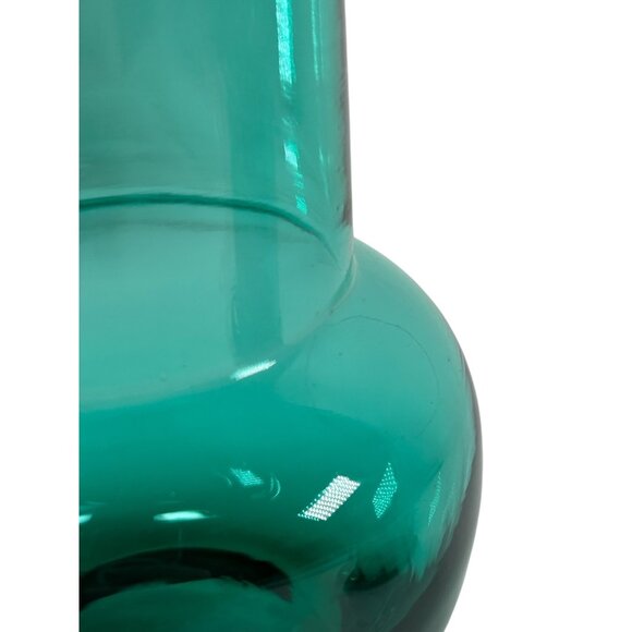 RARE Teal Glass Hand Blown Vintage Tumble Up Guest Pitcher and Cup Matching Set - Picture 7 of 15